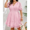 image:imageWomens Plus Size Summer Dresses  Hollow Out Eyelet Lace Ruffle Aline Short Graduation Dress for Beach Vacation PartyPink