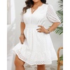 image:imageWomens Plus Size Summer Dresses  Hollow Out Eyelet Lace Ruffle Aline Short Graduation Dress for Beach Vacation PartyWhite
