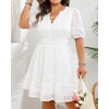 image:imageWomens Plus Size Summer Dresses  Hollow Out Eyelet Lace Ruffle Aline Short Graduation Dress for Beach Vacation PartyWhite