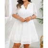 image:imageWomens Plus Size Summer Dresses  Hollow Out Eyelet Lace Ruffle Aline Short Graduation Dress for Beach Vacation PartyWhite