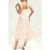 image:imageWomens Wedding Guest Dress Dotted Tulle Smocked Summer Midi Sleeveless Ruffle Tiered Flowy Mesh Party SundressBeige