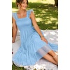 image:imageWomens Wedding Guest Dress Dotted Tulle Smocked Summer Midi Sleeveless Ruffle Tiered Flowy Mesh Party SundressLight Blue