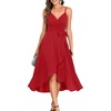 image:imageCocktail Dresses for Women Wedding Guest Midi High Low Spaghetti Strap Ruffle Hem Graduation Party ElegantRed