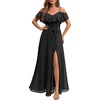 image:imageFormal Dresses for Women  Off the Shoulder Wedding Guest Bridesmaid Prom Chiffon Flowy Split ALine Long DressBlack