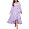 image:imagePlus Size Dresses Wedding Guest  Fall Semi Formal Floral Long Sleeve Wrap V Neck High Low Maxi Dress with Belt WomenLight Lavender
