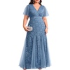 image:imagePlus Size Formal Dress  Evening Gowns Wedding Guest Mother of The Bride Sequin Lace Mermaid Tulle Hem Prom Long DressBlue