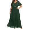 image:imagePlus Size Formal Dresses  Evening Gown Sparkly Sequin Glitter Prom Gala Ball Wedding Guest Maxi Dress with Short SleeveGreen