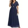 image:imagePlus Size Formal Dresses  Evening Gown Sparkly Sequin Glitter Prom Gala Ball Wedding Guest Maxi Dress with Short SleeveNavy Blue