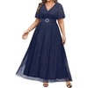image:imagePlus Size Formal Dresses  Wedding Guest Evening Gown Sparkly Sequin Prom Gala Ball Maxi Dress with Short SleevesNavy Blue