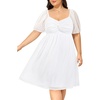 image:imagePlus Size Graduation Dress  Summer Swiss Dot Sweetheart Neckline Short Sundress Puff Sleeve Cute Flowy Chiffon DressesWhite Short Sleeve