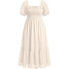 image:imagePlus Size Summer Dresses  Swiss Dot Smocked Square Neck Puff Sleeve Boho Maternity Maxi Dress for Baby Shower Wedding GuestBeige