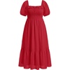image:imagePlus Size Summer Dresses  Swiss Dot Smocked Square Neck Puff Sleeve Boho Maternity Maxi Dress for Baby Shower Wedding GuestRed
