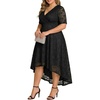 image:imagePlus Size Wedding Guest Dress  Lace Cocktail Formal Faux Wrap V Neck High Low Short Sleeve Party Maxi DressesBlack