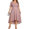 image:imagePlus Size Wedding Guest Dress  Lace Cocktail Formal Faux Wrap V Neck High Low Short Sleeve Party Maxi DressesDusty Pink