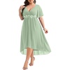 image:imageTALISEA Plus Size Dresses Wedding Guest  Formal Cocktail Chiffon Appliques V Neck Ruffle Short Sleeve High Low Dress WomenSage Green