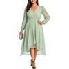 image:imageTalisea Plus Size Cocktail Dress  Formal Wedding Guest Fall Long Sleeve A Line Pleated V Neck Midi Dresses for Curvy WomenSage Green