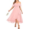 image:imageTalisea Plus Size Dresses Wedding Guest  Formal Off The Shoulder Bridesmaid Chiffon Ruffle Long High Low Dress Curvy WomenLight Pink