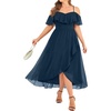 image:imageTalisea Plus Size Dresses Wedding Guest  Formal Off The Shoulder Bridesmaid Chiffon Ruffle Long High Low Dress Curvy WomenNavy Blue