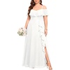 image:imageTalisea Plus Size Formal Dresses  Off Shoulder Chiffon High Slit Ruffle Wedding Guest Bridesmaid Prom Evening DressWhite
