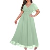 image:imageTalisea Plus Size Formal Dresses  V Neck Flutter Sleeve Glitter Prom Evening Gowns Wedding Guest Chiffon Long Maxi DressSagechiffon