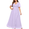 image:imageTalisea Plus Size Formal Dresses  Wedding Guest Bridesmaid Evening Prom Chiffon V Neck Ruffle Short Sleeves Long Dress WomenLight Lavender