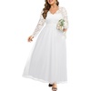 image:imageTalisea Plus Size Formal Wedding Dresses  Gowns Evening Prom Elegant V Neck Long Sleeve Lace Chiffon Long Maxi DressWhite