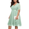 image:imageTalisea Plus Size Wedding Guest Dress  Formal Cocktail Party Ruffle Elegant Tea Length Lace Chiffon V Neck Midi DressesSage Green