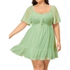 image:imageTalisea Plus Size Womens Sweetheart Neckline Dress Smocked Short Summer Sundress Chiffon Mini Cute Graduation DressesGreen Short Sleeve