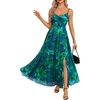 image:imageTalisea Summer Wedding Guest Dress Spaghetti Strap Formal Spring Cocktail Party Elegant A Line Long Maxi Dresses Slit WomenFloral Green