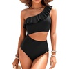 image:imageTalisea Women One Piece Cutout Swimsuits  One Shoulder Ruffle Cut Out Bathing Suit Swimwear Monokini 2025Black