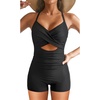 image:imageTalisea Womens One Piece Swimsuit with Shorts Boyshorts Boyleg 2025 Cutout Bathing Suit Criss Cross SwimwearBlack