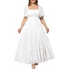 image:imageTalisea Womens Plus Size Floral Lace Wedding Boho Dress Flowy Smocked Tiered Maxi DressWhite