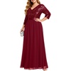 image:imageTalisea Womens Plus Size Formal Dresses  V Neck 34 Sleeve Sequin Prom Evening Gowns Long Maxi DressBurgundy