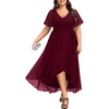 image:imageTalisea Womens Plus Size Long Dress Chiffon High Low Split Ruffle Evening Bridesmaid Wedding Guest Formal Maxi DressesBurgundy