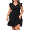image:imageTalisea Womens Plus Size Summer Dress  Casual VNeck Flutter Sleeves ALine Short Sun Dress with Pockets for Beach VacationBlack