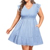 image:imageTalisea Womens Plus Size Summer Dress  Casual VNeck Flutter Sleeves ALine Short Sun Dress with Pockets for Beach VacationBlue