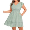 image:imageTalisea Womens Plus Size Summer Dress  Casual VNeck Flutter Sleeves ALine Short Sun Dress with Pockets for Beach VacationGreen
