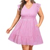 image:imageTalisea Womens Plus Size Summer Dress  Casual VNeck Flutter Sleeves ALine Short Sun Dress with Pockets for Beach VacationPink
