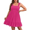 image:imageTalisea Womens Plus Size Summer Dresses  Casual Eyelet Square Neck Sleeveless Smocked Ruffle ALine Cute Short SundressHot Pink