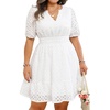 image:imageWomens Plus Size Summer Dresses  Hollow Out Eyelet Lace Ruffle Aline Short Graduation Dress for Beach Vacation PartyWhite