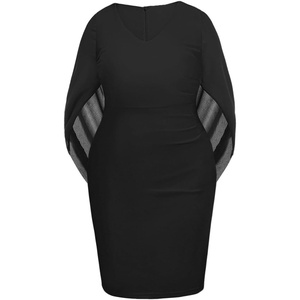 image:imageTalisea Plus Size Wedding Guest Dress  Women Chiffon Cape Semi Formal Cocktail Party Bodycon DressesBlack