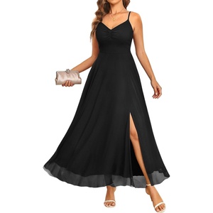 image:imageTalisea Summer Wedding Guest Dress Spaghetti Strap Formal Spring Cocktail Party Elegant A Line Long Maxi Dresses Slit WomenBlack