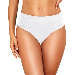 image:imageTalisea Women Full Coverage Bikini Bottoms  Mid Rise Bathing Suit Ruched Swim Bottom Swimsuit SwimwearWhite