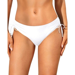 image:imageTalisea Womens Low Rise Bikini Bottoms  Side Tie Bathing Suit Swim Bottom Ruched Swimsuits SwimwearWhite