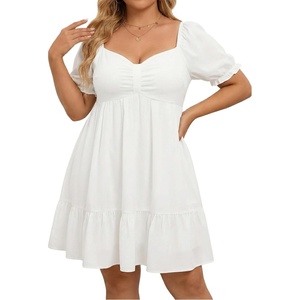 image:imageTalisea Womens Plus Size Summer Dress  Sweetheart Neck Puff Sleeve Casual Sundress Graduation Teen Babydoll Short DressesWhite