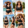 image:imagePlus Size Bikini Top Only  Women Swim Bra Lace Up Swimsuit Top V Neck Bathing Suit Tops for Large Bust Swimwear 2025Black