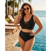 image:imagePlus Size Bikini Top Only  Women Swim Bra Lace Up Swimsuit Top V Neck Bathing Suit Tops for Large Bust Swimwear 2025Black