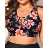 image:imagePlus Size Bikini Top Only  Women Swim Bra Lace Up Swimsuit Top V Neck Bathing Suit Tops for Large Bust Swimwear 2025Black Floral
