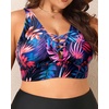image:imagePlus Size Bikini Top Only  Women Swim Bra Lace Up Swimsuit Top V Neck Bathing Suit Tops for Large Bust Swimwear 2025Colorful Leaves