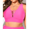 image:imagePlus Size Bikini Top Only  Women Swim Bra Lace Up Swimsuit Top V Neck Bathing Suit Tops for Large Bust Swimwear 2025Pink